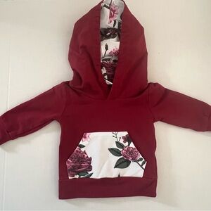 Floral Red Kids Hoodie, size 3-6 months (60 eu) NWOT
